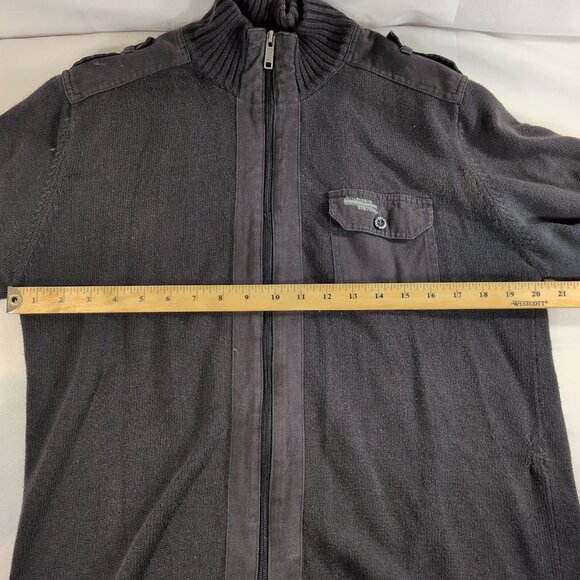 Angelo Litrico Men's L Large Sweater Full Zip Collared Gray 100% Cotton Knit - Picture 5 of 15